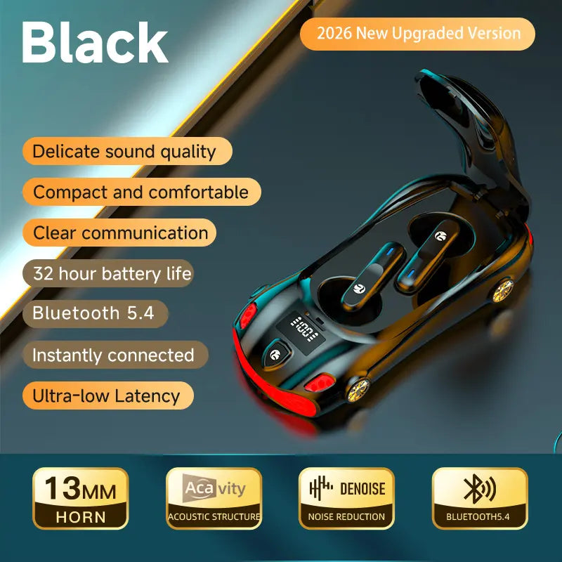 Sports Car Design Wireless Earbuds 2026 Flagship Model 9Dstereo Sound Hifi Audio Bluetooth 5.4 32H Playtime Headset Cancellation Headphone Earphones