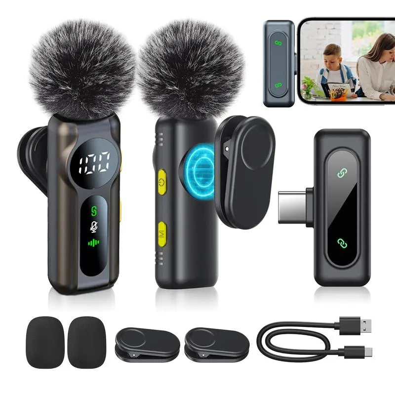 Wireless Lapel Microphone Noise Reduction for Iphone Android Plug-And-Play Professional Recording Phone Mic for Live Streaming Shorts Videos Tiktok Youtube Vlog Interview Online Classes,Usb Rechargeable Wireless Microphone, Audio Devices