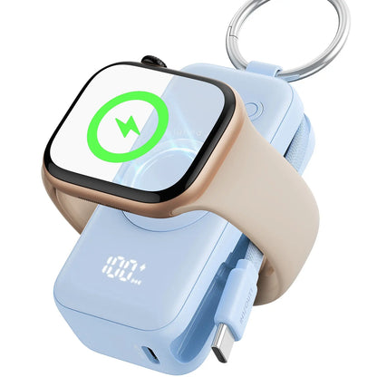 INIU P81 Snapgo Mini 5000Mah Power Bank with Keychain for Apple Watch Ultra SE 2/3 Series Iphone Air 8 ~ 17 Airpods Series 20W Built-In USB C Cable Fast Charge Portable Charger Travel EDC Battery Pack Phone Charger Valentine'S Day Girls Mom Couple Gift