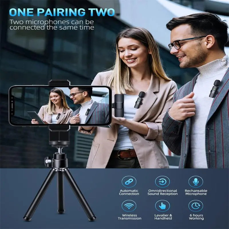 Wireless Lapel Microphone Noise Reduction for Iphone Android Plug-And-Play Professional Recording Phone Mic for Live Streaming Shorts Videos Tiktok Youtube Vlog Interview Online Classes,Usb Rechargeable Wireless Microphone, Audio Devices