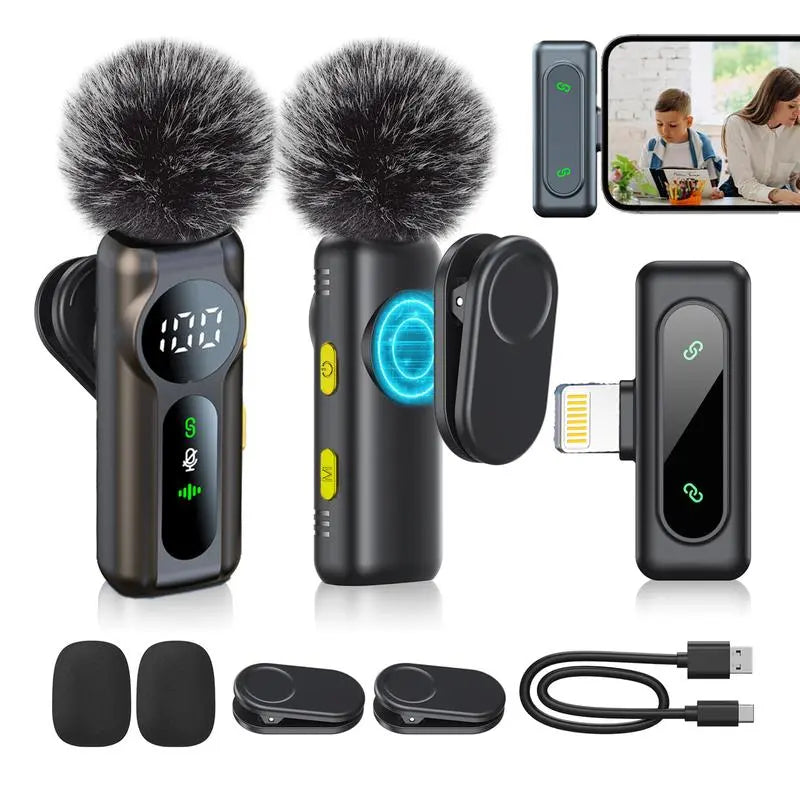 Wireless Lapel Microphone Noise Reduction for Iphone Android Plug-And-Play Professional Recording Phone Mic for Live Streaming Shorts Videos Tiktok Youtube Vlog Interview Online Classes,Usb Rechargeable Wireless Microphone, Audio Devices