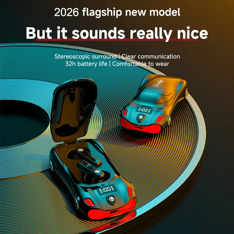Sports Car Design Wireless Earbuds 2026 Flagship Model 9Dstereo Sound Hifi Audio Bluetooth 5.4 32H Playtime Headset Cancellation Headphone Earphones